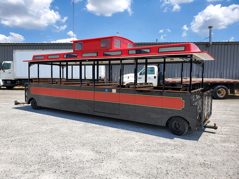 Custom Red and Black Trolly Car